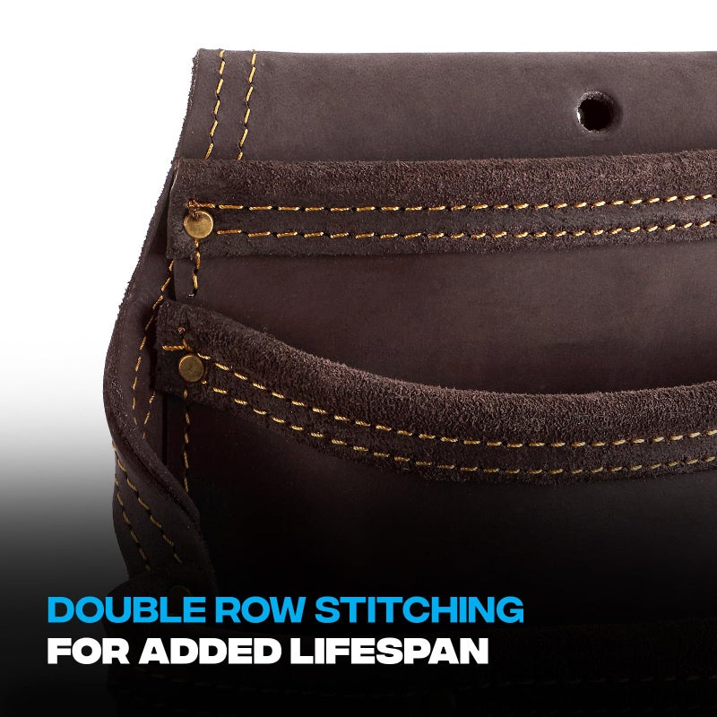 OX Tools Top Grain Leather Electrician Tool Pouch with Contrast Stitching, Rivets, and Electrical Tape Holder | 10 Pockets for Electrician | 3" Belt Loop OX-P263402-FBA - Image 4